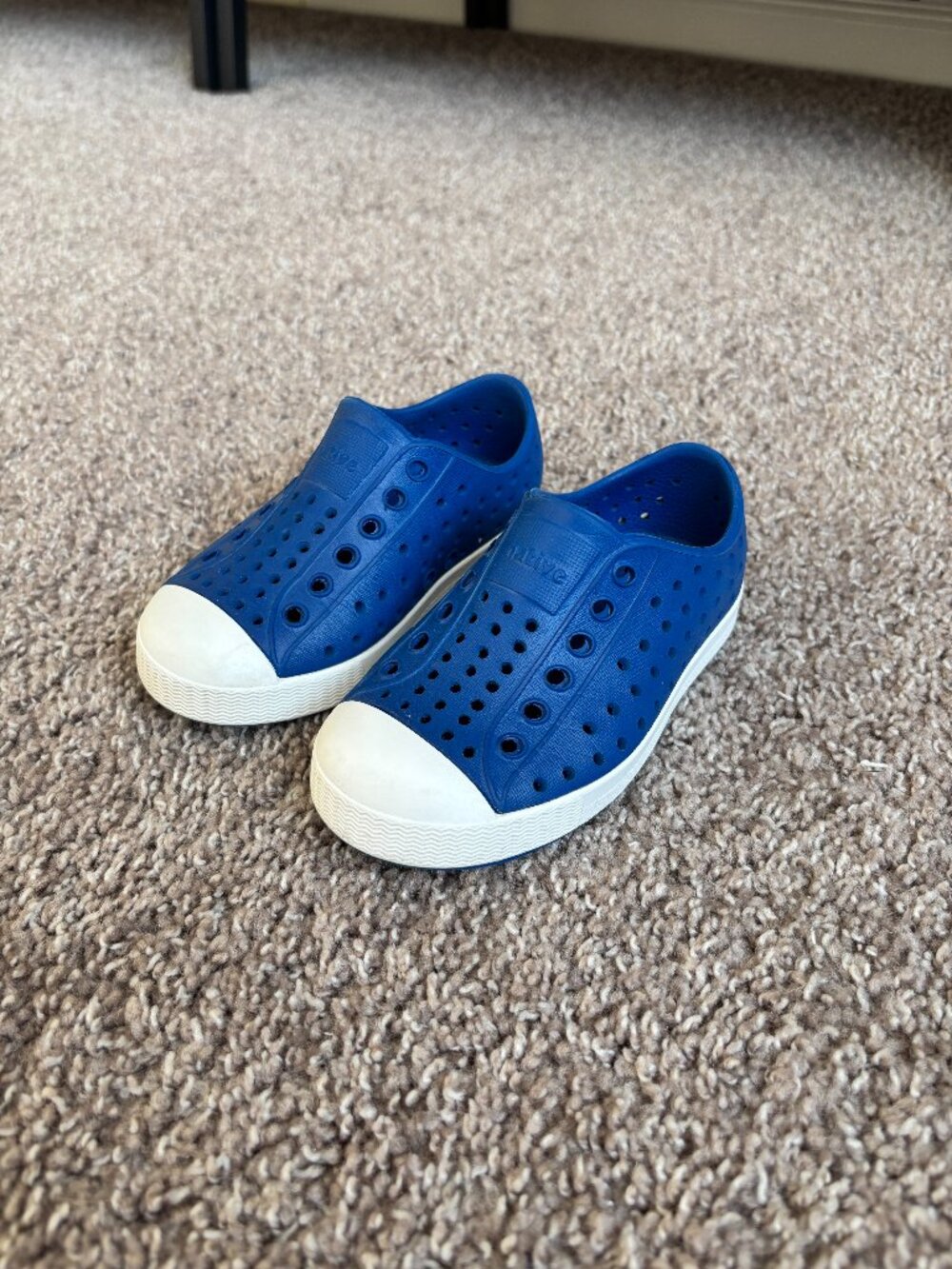 Native Shoes Kids Blue Slip-On Sneakers with White Toe